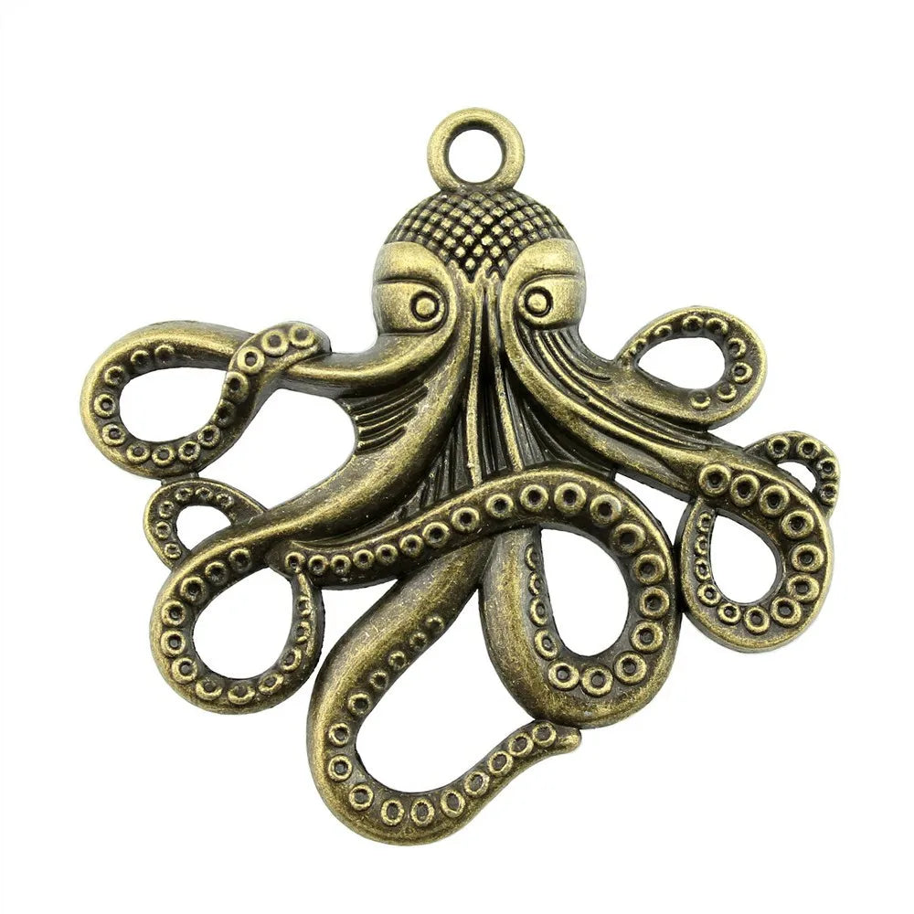 59x57mm 12.2g Multicolor Zinc Alloy Large Octopus Fish Charm Pendant for DIY Ocean Theme Jewelry Making