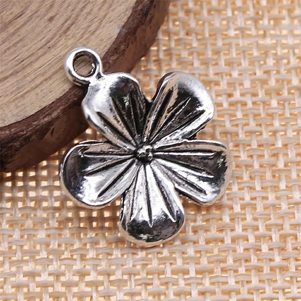 23x20mm 2.3g Antique Silver Zinc Alloy Flower Charm Pendant for DIY Bracelet Necklace Jewelry Making