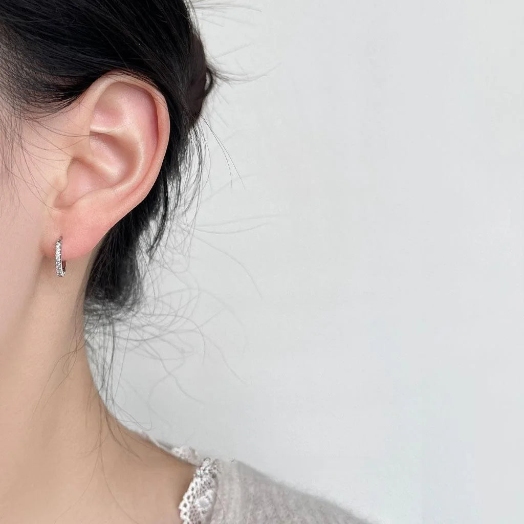 Copper Geometric Twist Micro Pave Zircon Stud Earrings, Versatile Sweet Cool Commuter Style