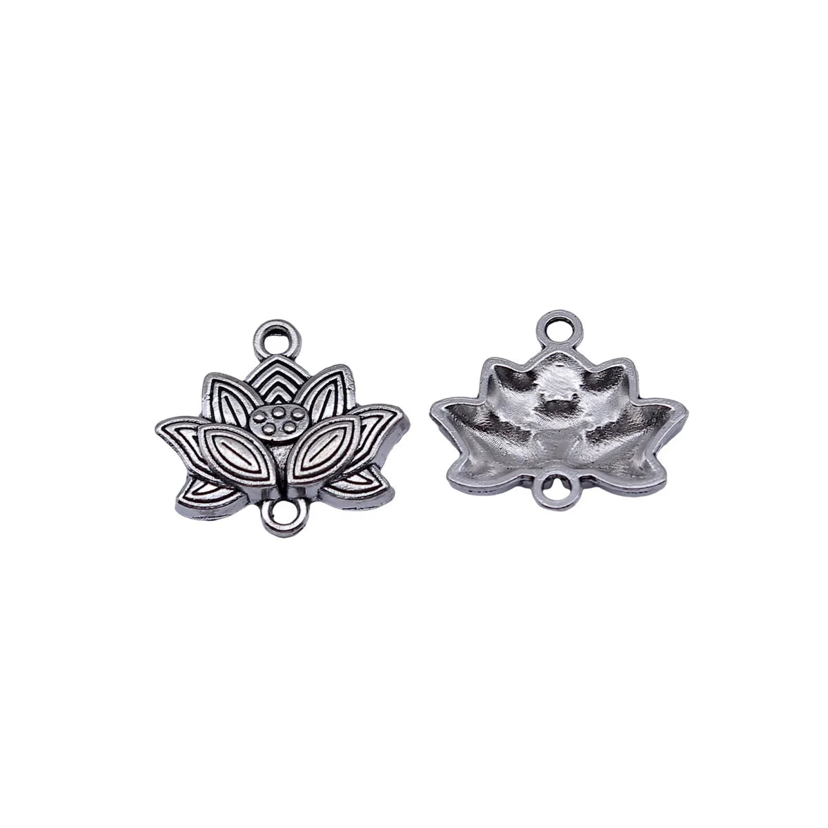16x14mm 0.82g Antique Silver Zinc Alloy Lotus Connector Charm for DIY Bracelet Necklace Making