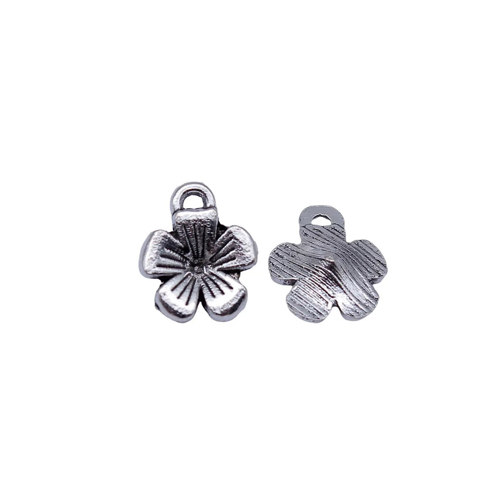 11x9mm 0.39g Antique Silver Zinc Alloy Small Flower Charm Pendant for DIY Bracelet Necklace Jewelry