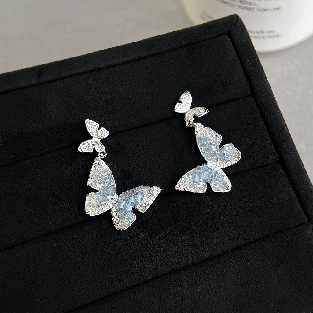 Micro Pave Zircon Bow Stud Earrings Copper Sweet Fresh Summer Jewelry For Women