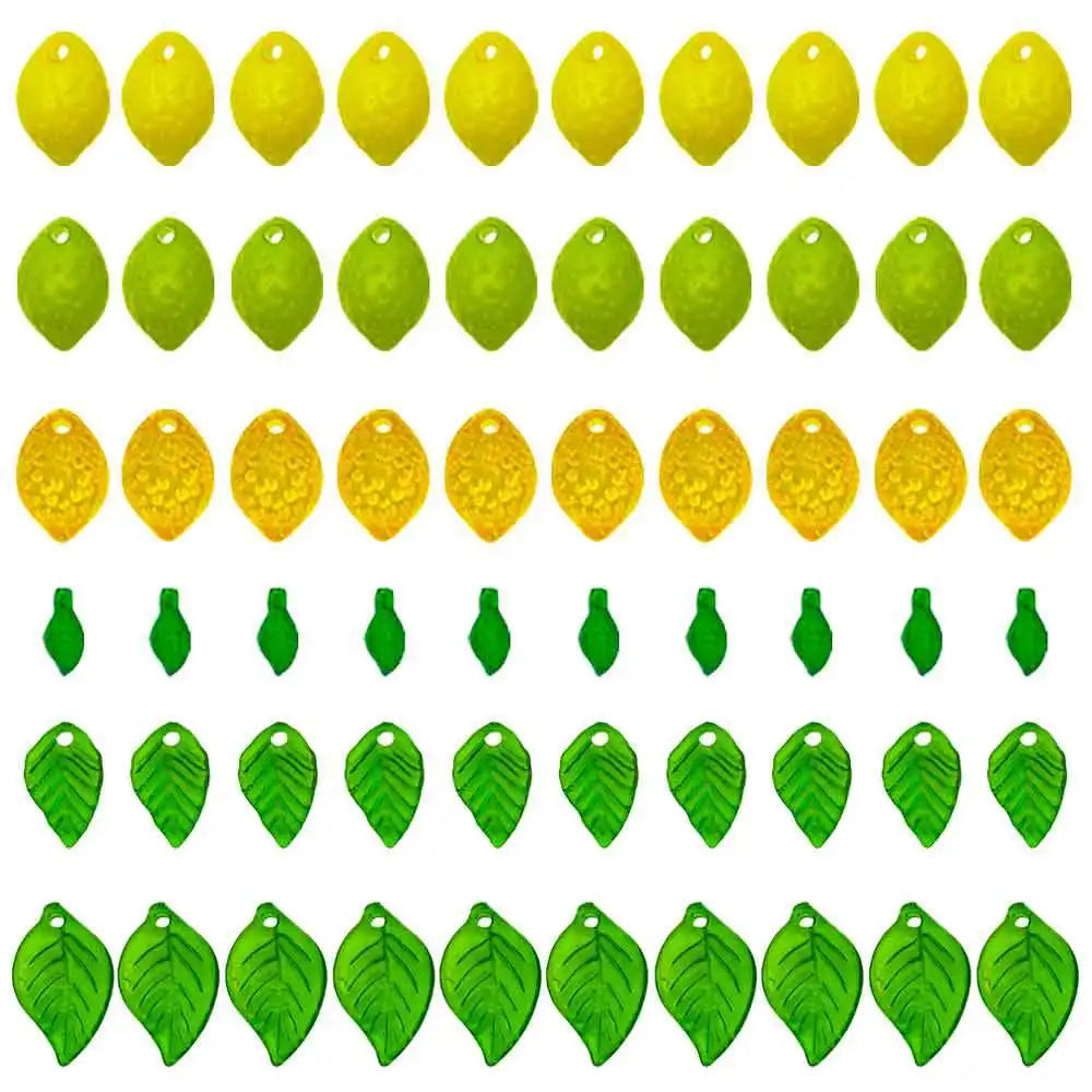 Acrylic Lemon Leaf Loose Beads and Charms for DIY Necklace Earrings Keychain Making