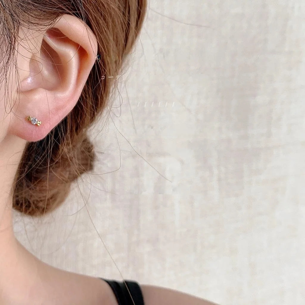 Mini Candy Zircon Copper Stud Earrings 14K Plated Sweet Korean Japanese Geometric Jewelry