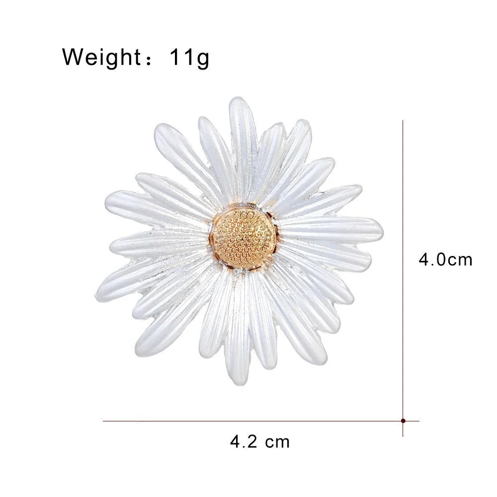 Elegant White Daisy Flower Alloy Rhinestone Brooch, Fresh Sweet Lapel Pin Corsage Suit Accessory Gift