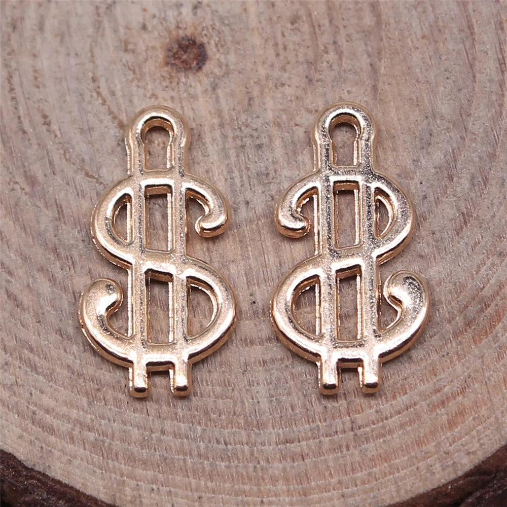 9x17mm 0.6g Multicolor Zinc Alloy Dollar Sign Charm Pendant for DIY Bracelet Necklace Making