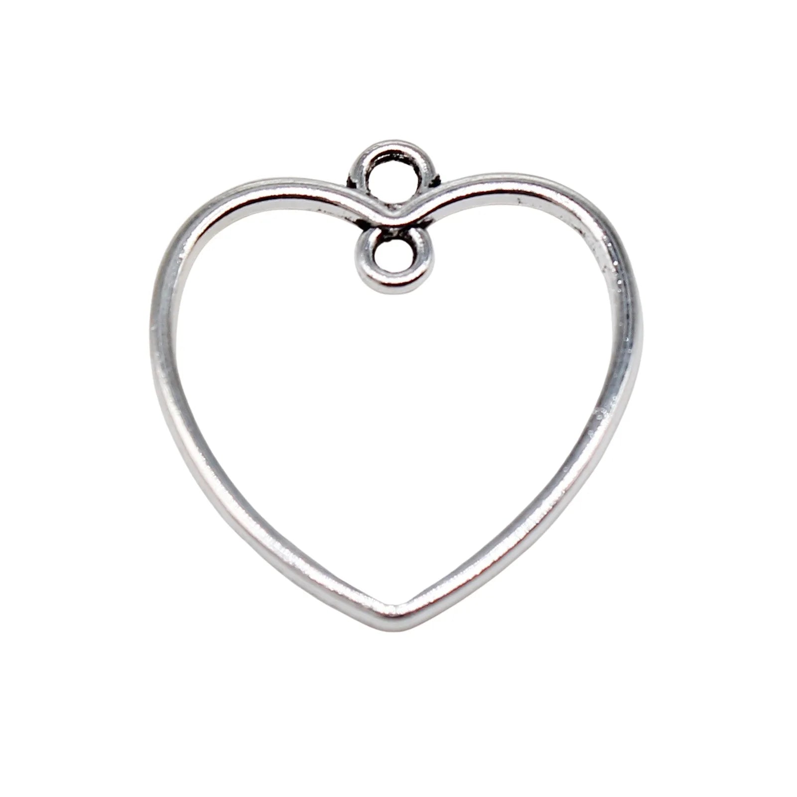 23x21mm 0.84g Antique Silver Zinc Alloy Hollow Heart Connector Charm for DIY Bracelet Jewelry Making