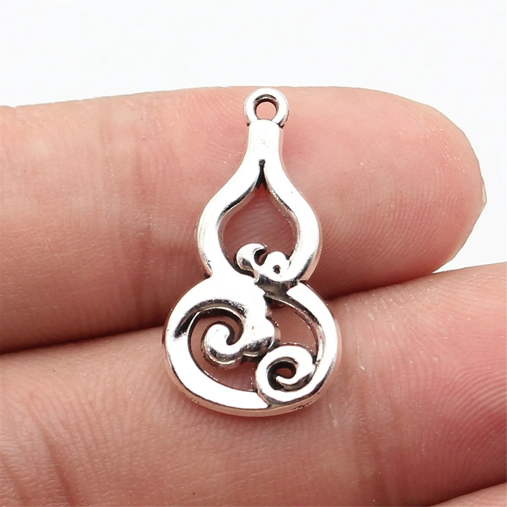 25x14mm 1.9g Antique Silver Zinc Alloy Gourd Charm Pendant for DIY Necklace Bracelet Making