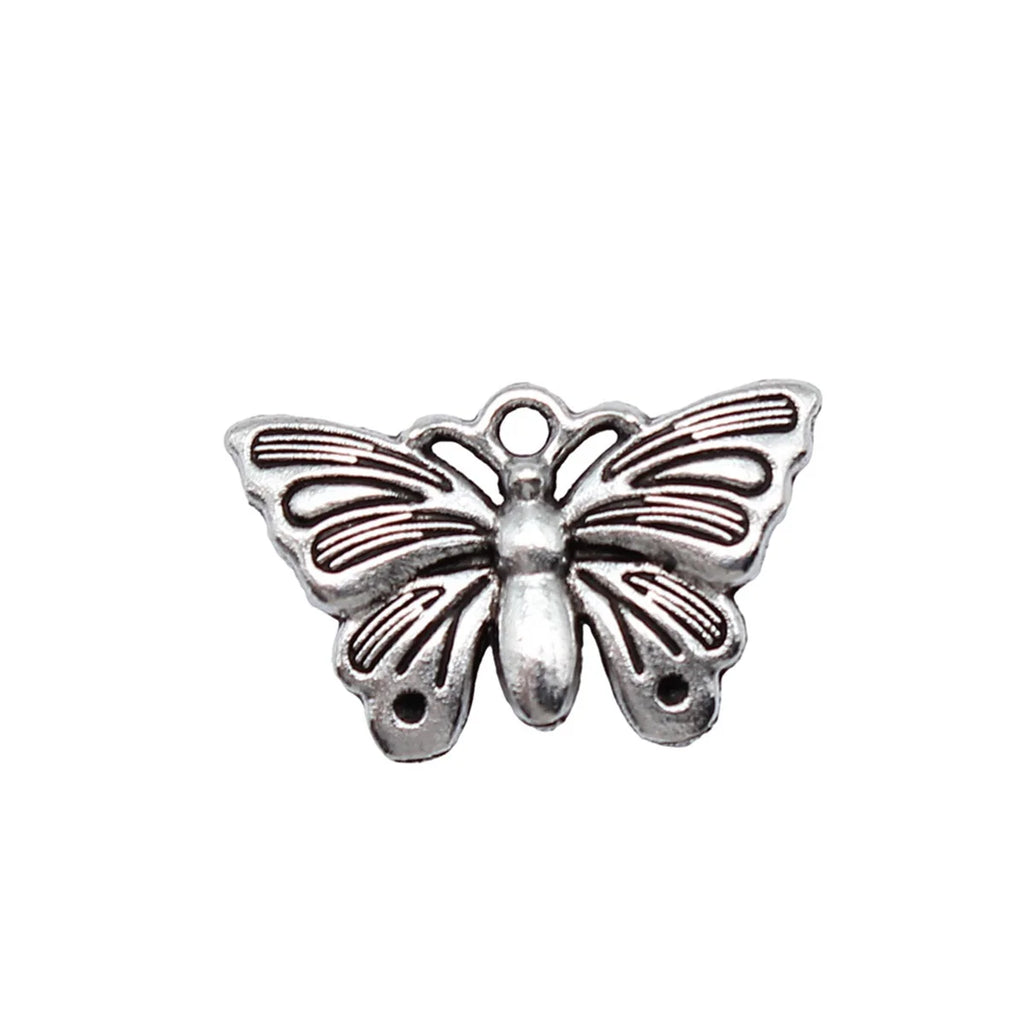 22x13mm 1.3g Antique Silver Zinc Alloy Butterfly Charm Pendant for DIY Necklace Bracelet Making