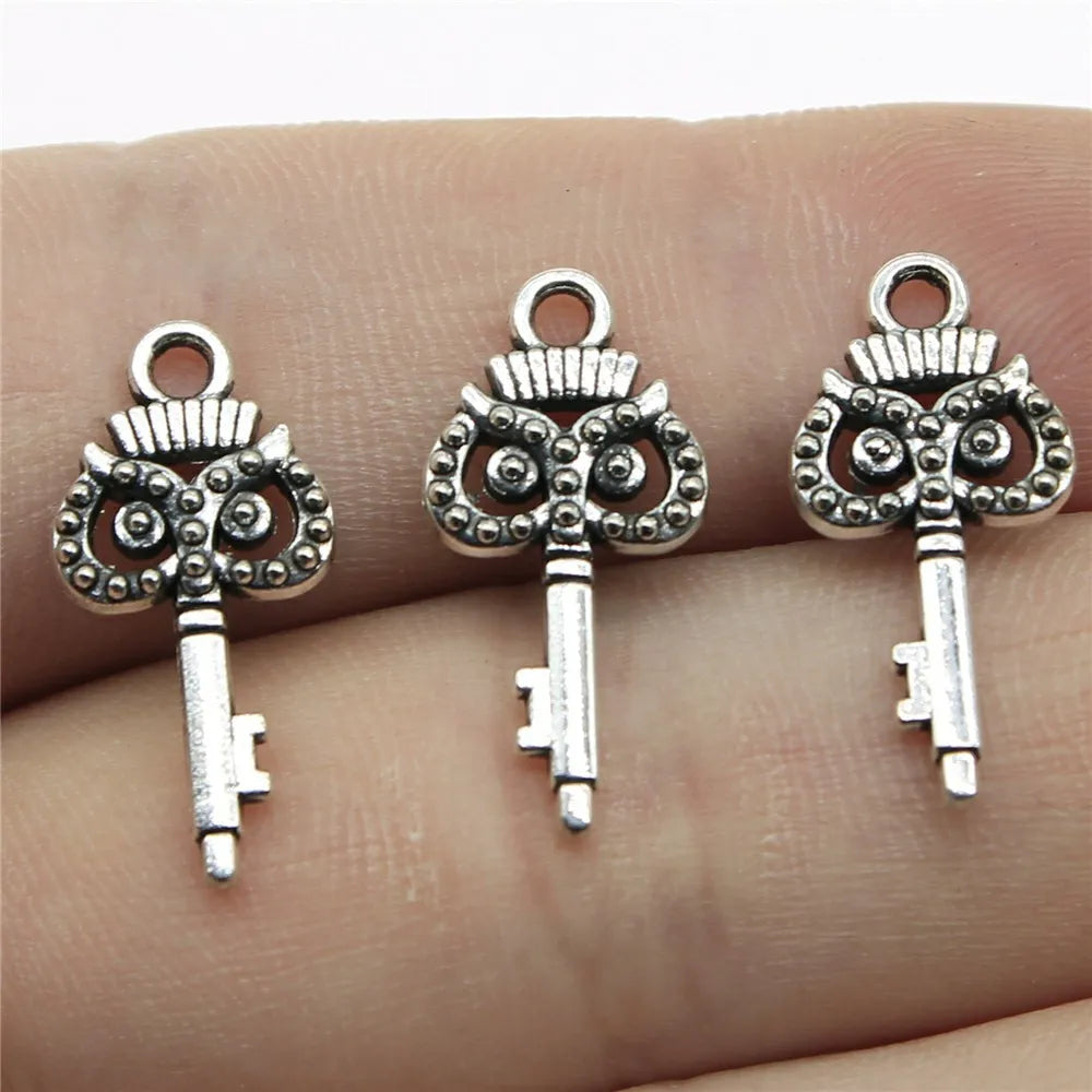 21x10mm 0.8g Multicolor Zinc Alloy Owl Key Cat Charm Pendant for Necklace Bracelet Keychain Making