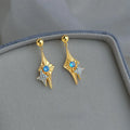 Eco Copper Six And Eight Point Star Drop Earrings Original Luxury Niche Fashion Jewelry