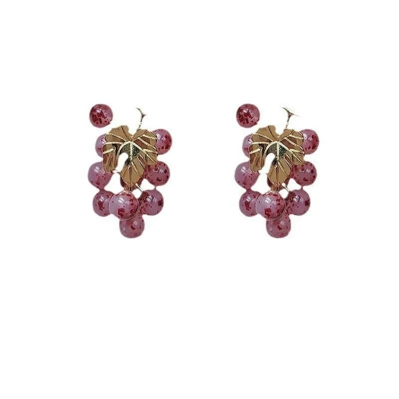 French Grape Cluster Copper Stud Earrings 14K Plated Sweet Handmade Summer Jewelry