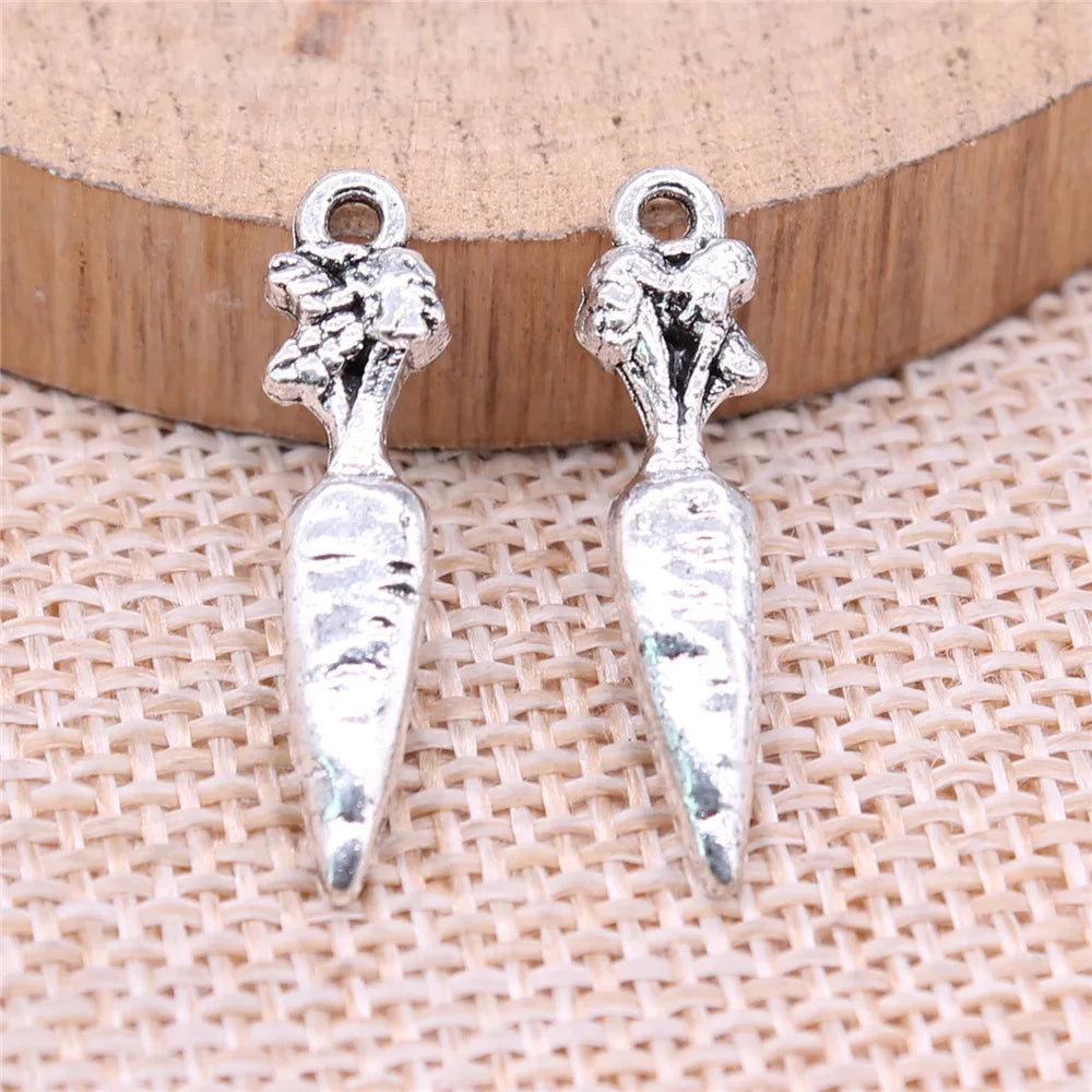 25x5mm 1.4g Antique Silver Zinc Alloy Carrot Charm Pendant for DIY Necklace Bracelet Jewelry Making