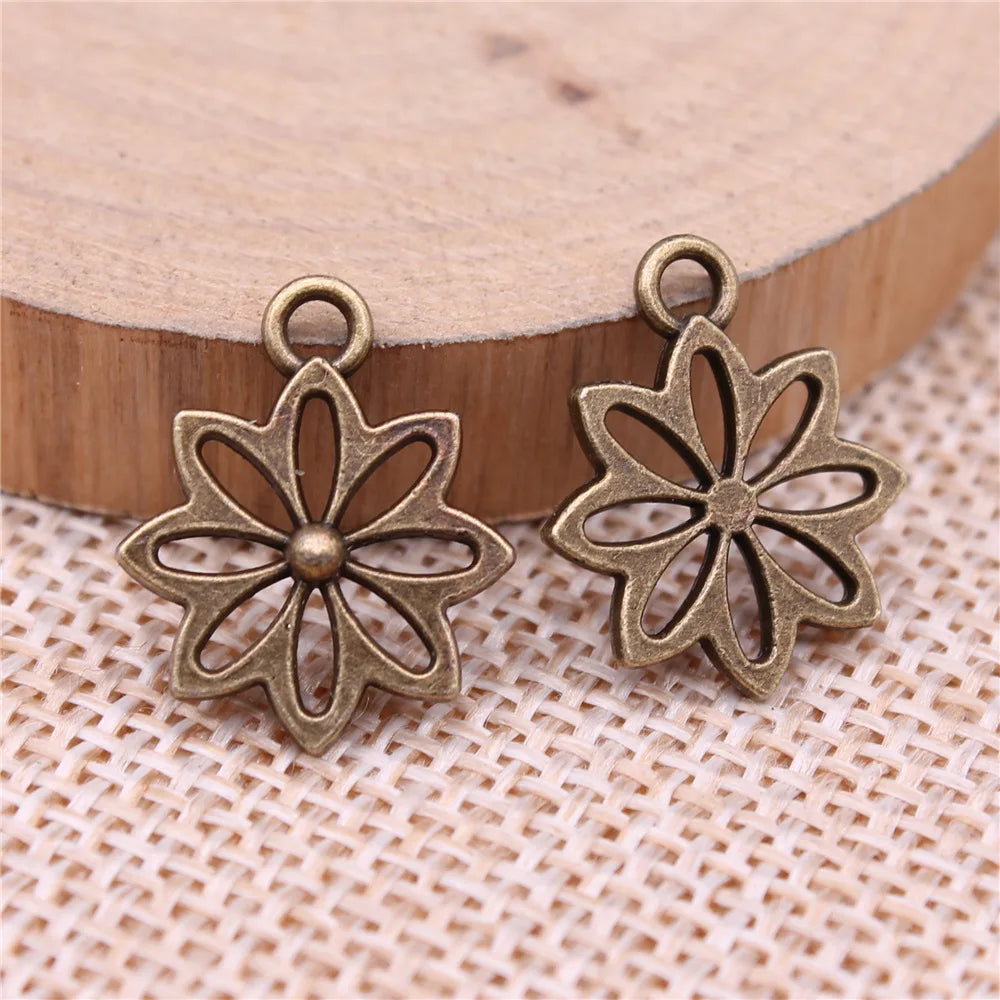 15x18mm 0.9g Multicolor Zinc Alloy Flower Leaf Charm Pendant for DIY Earring Necklace Making