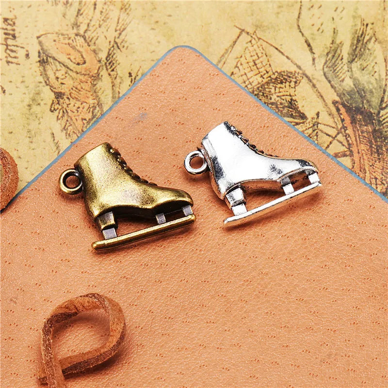 19x18MM Antique Silver Zinc Alloy Ice Skate Charm Pendant for DIY Necklace Bracelet Jewelry Making