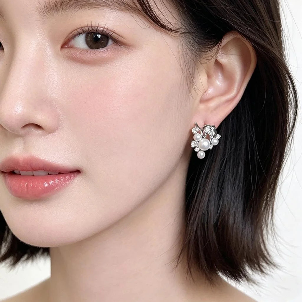 Silver Plated Eco Copper Grape Vine Zircon Drop Earrings For Women Luxury Designer Jewelry