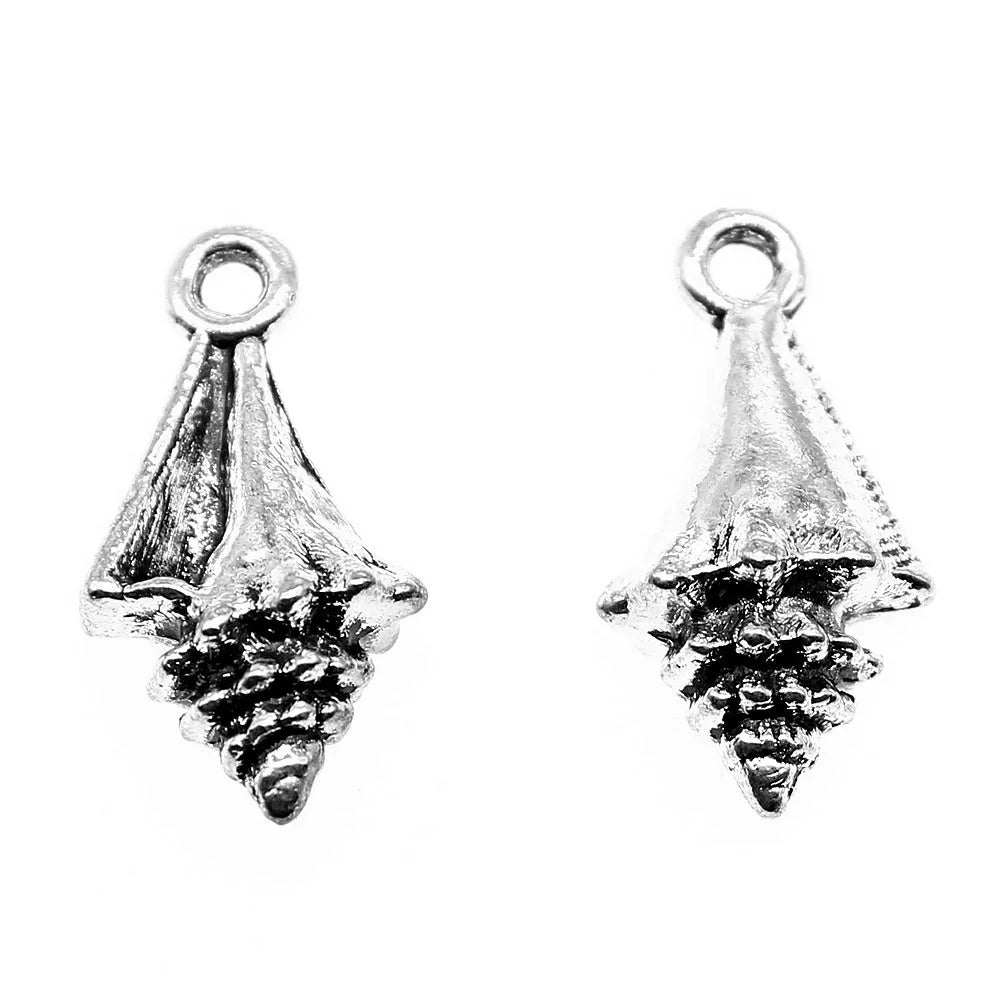 21x11x6mm 2.1g Antique Silver Zinc Alloy Conch Shell Charm Pendant for DIY Ocean Jewelry Making