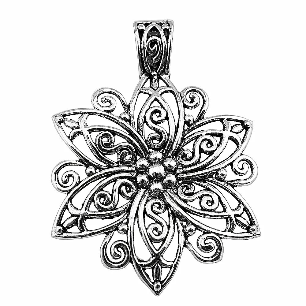 66x47mm 10.5g Multicolor Zinc Alloy Large Flower Charm Pendant for DIY Necklace Jewelry Making