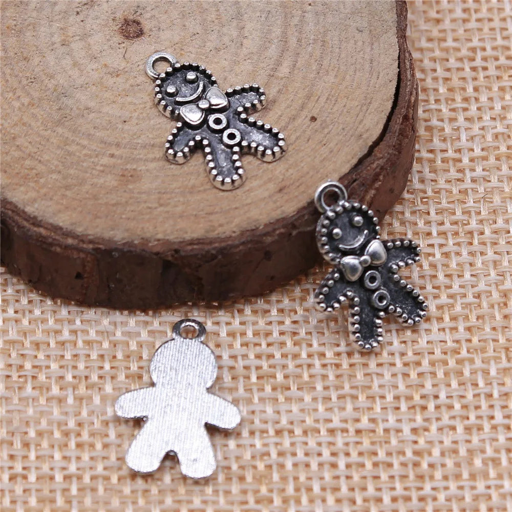 18x12mm 0.9g Multicolor Zinc Alloy Gingerbread Man Charm Pendant for DIY Jewelry Making