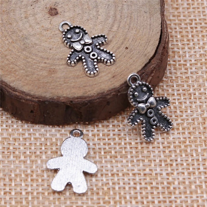 18x12mm 0.9g Multicolor Zinc Alloy Gingerbread Man Charm Pendant for DIY Jewelry Making