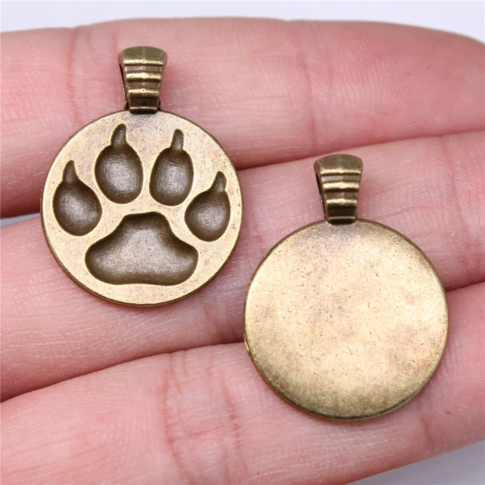 21x28mm 3.2g Antique Bronze Zinc Alloy Dog Paw Bear Paw Charm Pendant for DIY Jewelry Making