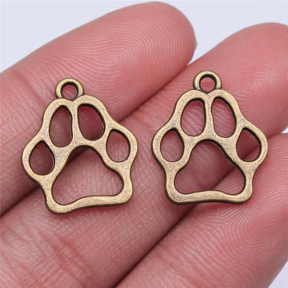 19x17mm 1g Multicolor Zinc Alloy Dog Paw Charm Pendant for DIY Pet Theme Jewelry Making