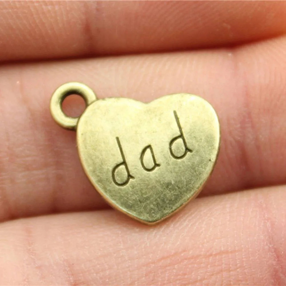 15x18mm 2.8g Multicolor Zinc Alloy DAD Heart Charm Pendant for DIY Bracelet Necklace Making
