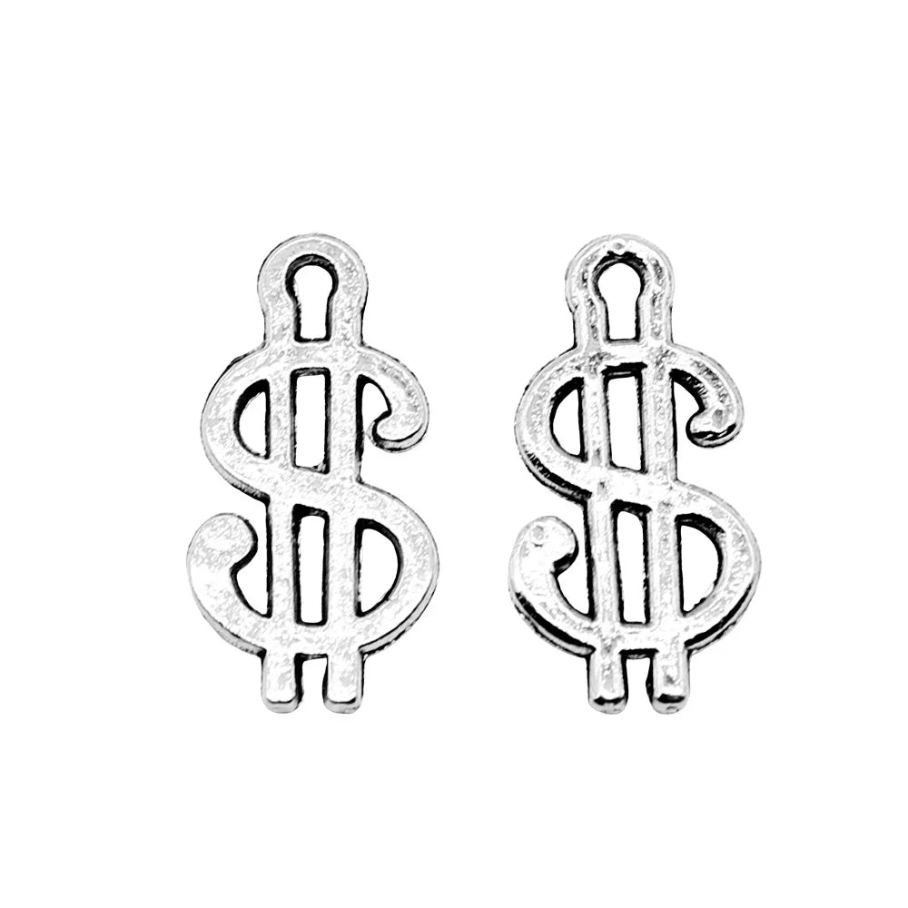 9x17mm 0.6g Multicolor Zinc Alloy Dollar Sign Charm Pendant for DIY Bracelet Necklace Making