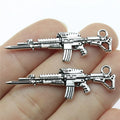 44x13mm 2.6g Antique Silver Zinc Alloy Machine Gun Charm Pendant for DIY Punk Jewelry Making