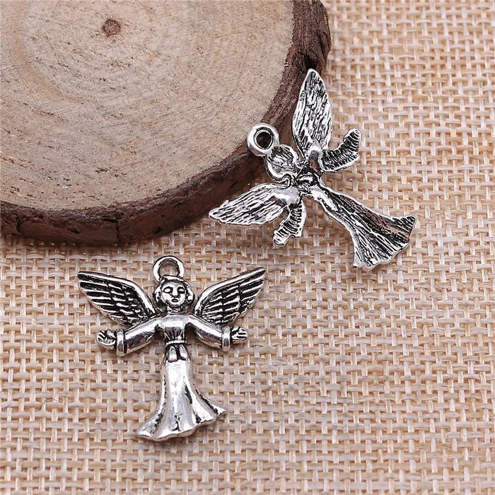 25x24mm 2g Antique Silver Zinc Alloy Angel Figure Charm Pendant for Vintage DIY Jewelry Making