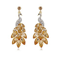Elegant Green Peacock Crystal Rhinestone Drop Earrings Luxury Alloy Statement Jewelry For Wedding Party Gift