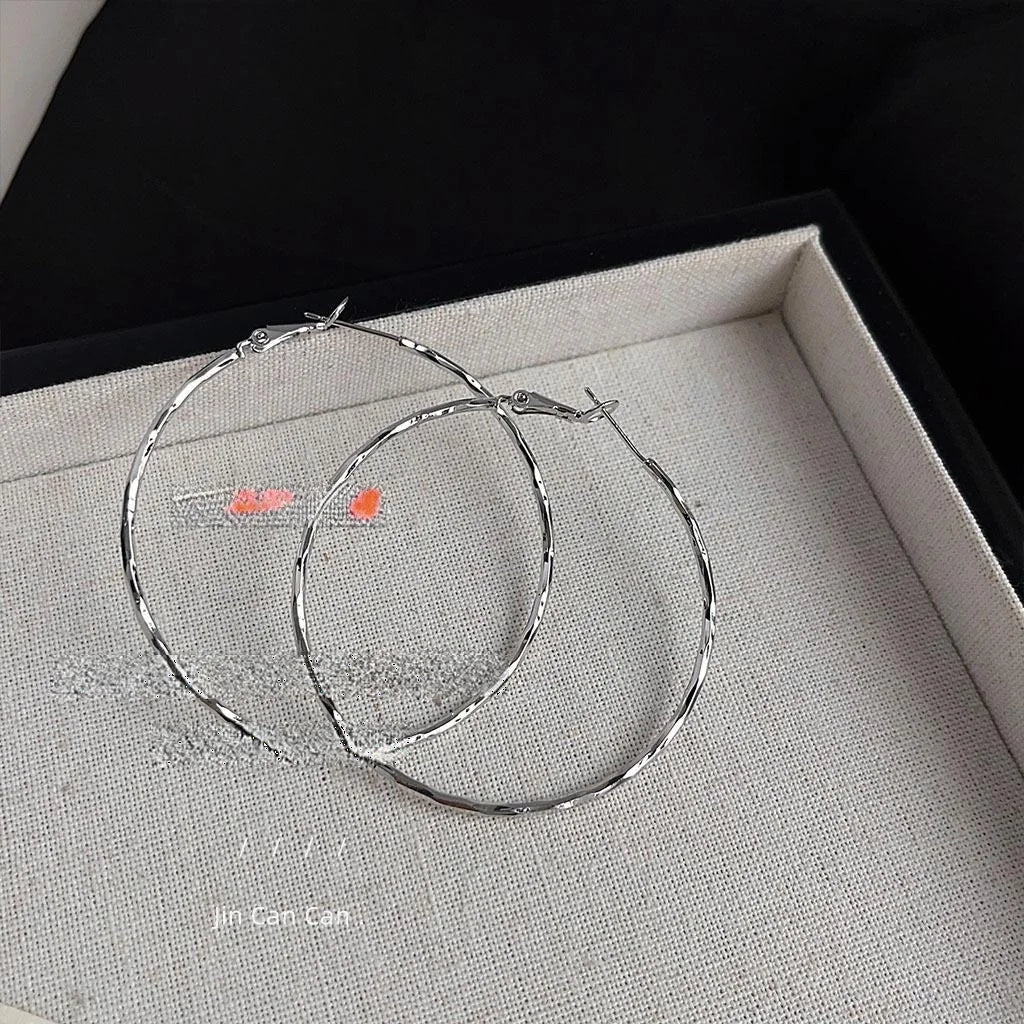Exaggerated Copper Round Hoop Earrings Geometric Minimalist Sweet Cool Statement Jewelry
