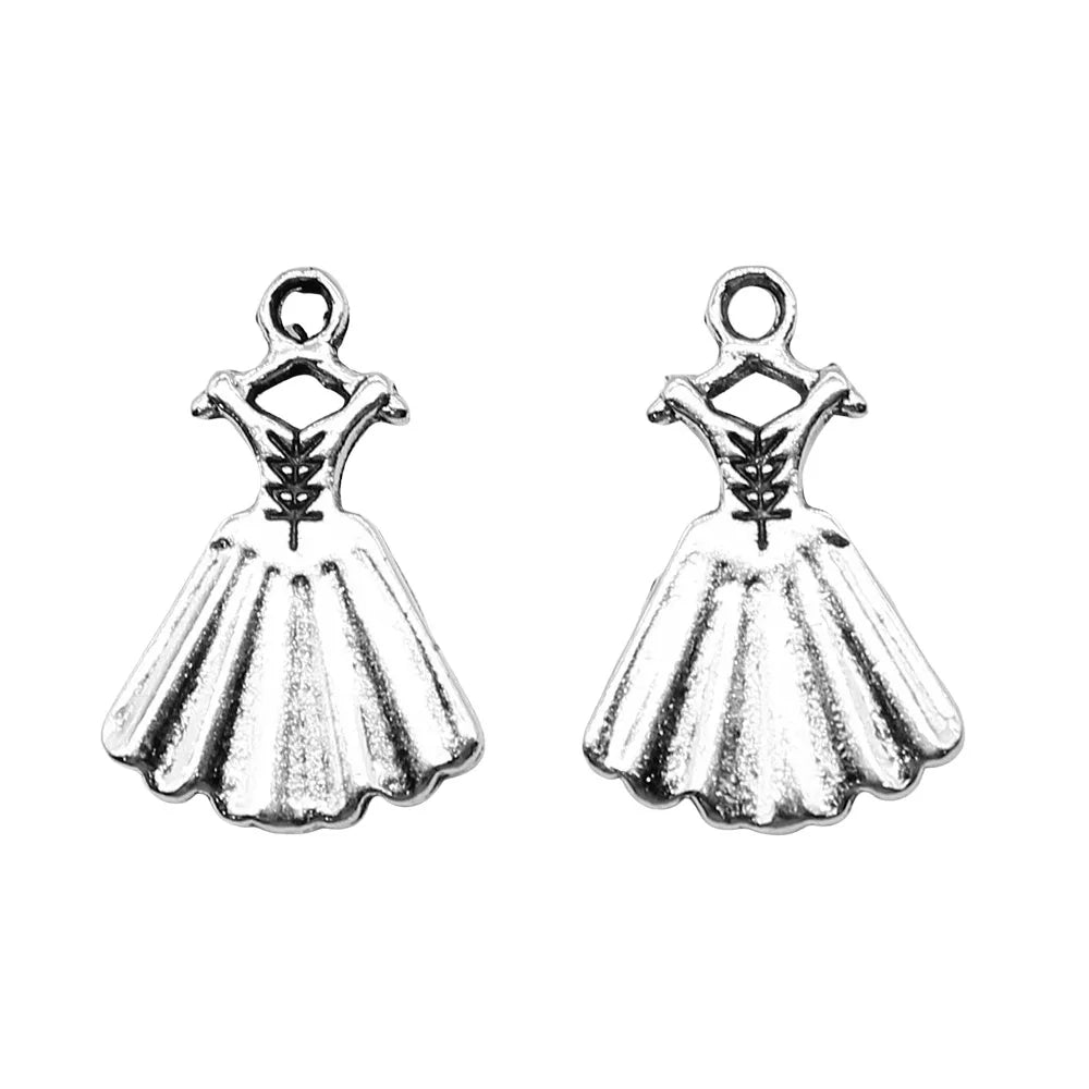 13x20mm 1.2g Multicolor Zinc Alloy Evening Gown Dress Charm Pendant for DIY Necklace Bracelet Jewelry