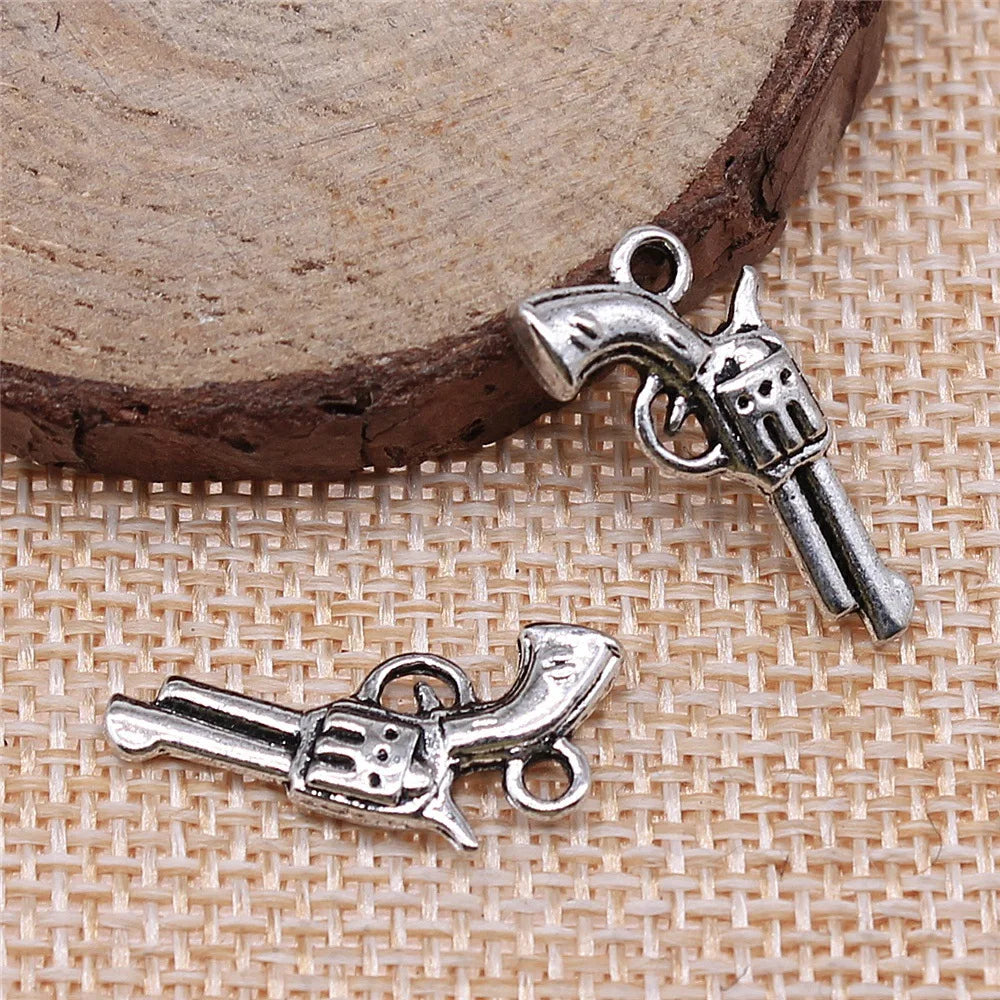 22x12mm 1.3g Multicolor Zinc Alloy Pistol Charm Pendant for DIY Necklace Bracelet Jewelry Making