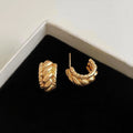 14K Gold Plated Copper Twisted C Shape Geometric Hoop Earrings