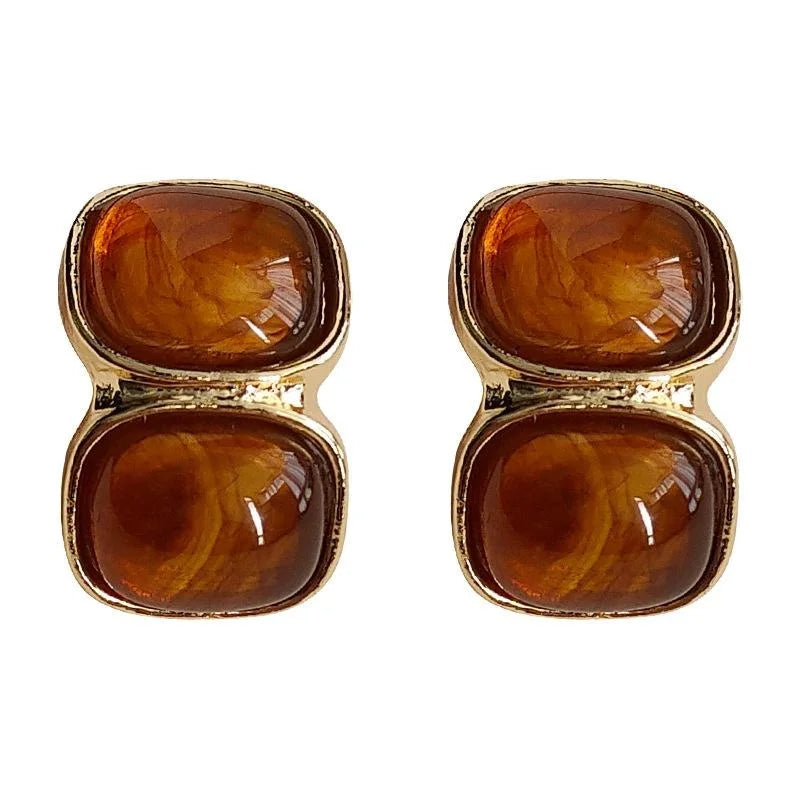 Maillard Vintage Geometric Ring Stud Earrings With Gradient Resin And Copper
