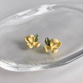 Forest Style Gardenia Flower Stud Earrings Silver Plated Enamel Metal Sweet Minimalist Jewelry