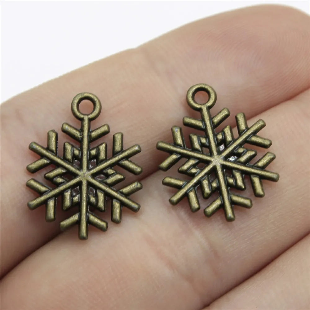 19x15mm 0.9g Multicolor Zinc Alloy Snowflake Charm Pendant for Christmas Bracelet Jewelry Making
