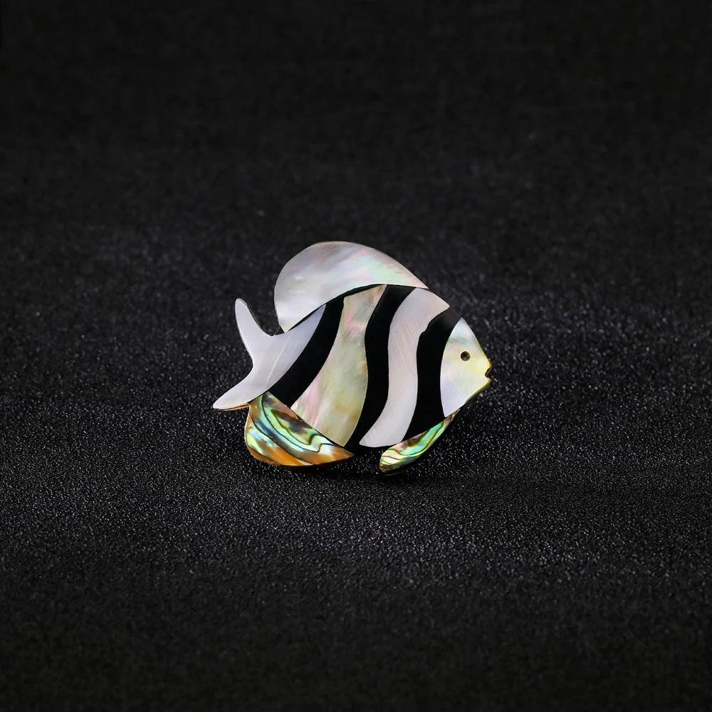 Elegant Tropical Fish Mother Of Pearl Abalone Shell Brooch Lapel Pin Corsage For Women Suit Accessory Gift