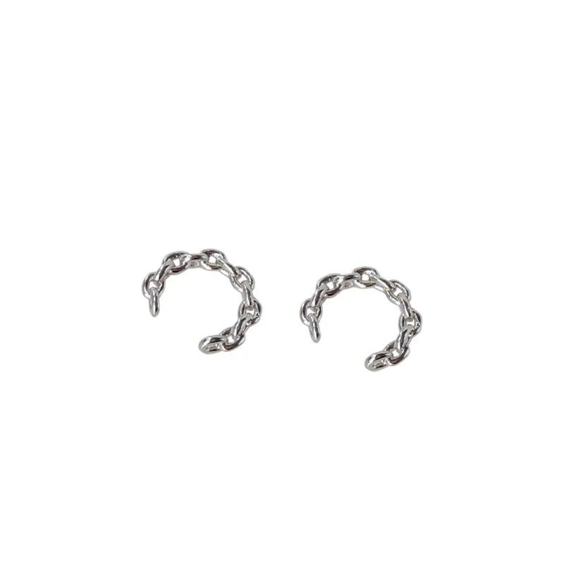 Minimalist Copper C Shape Hoop Earrings Fashion Commuter Ear Cuff Clip Light Luxury Jewelry