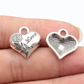 20x20mm 3.2g Antique Silver Zinc Alloy LOVE Rose Heart Charm Pendant for DIY Necklace Jewelry Making
