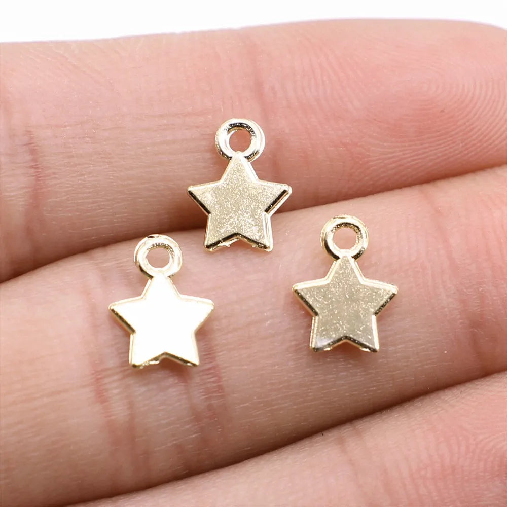 8x10mm 0.2g Multicolor Zinc Alloy Five Point Star Charm Pendant for DIY Necklace Bracelet Making
