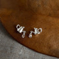 Style Eco-Friendly Copper Silver Plated Pin Watering Can Water Drop Stud Earrings