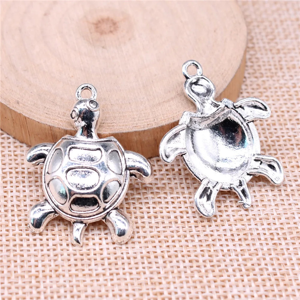 35x27mm 5.3g Multicolor Zinc Alloy Turtle Charm Pendant for DIY Ocean Theme Jewelry Making