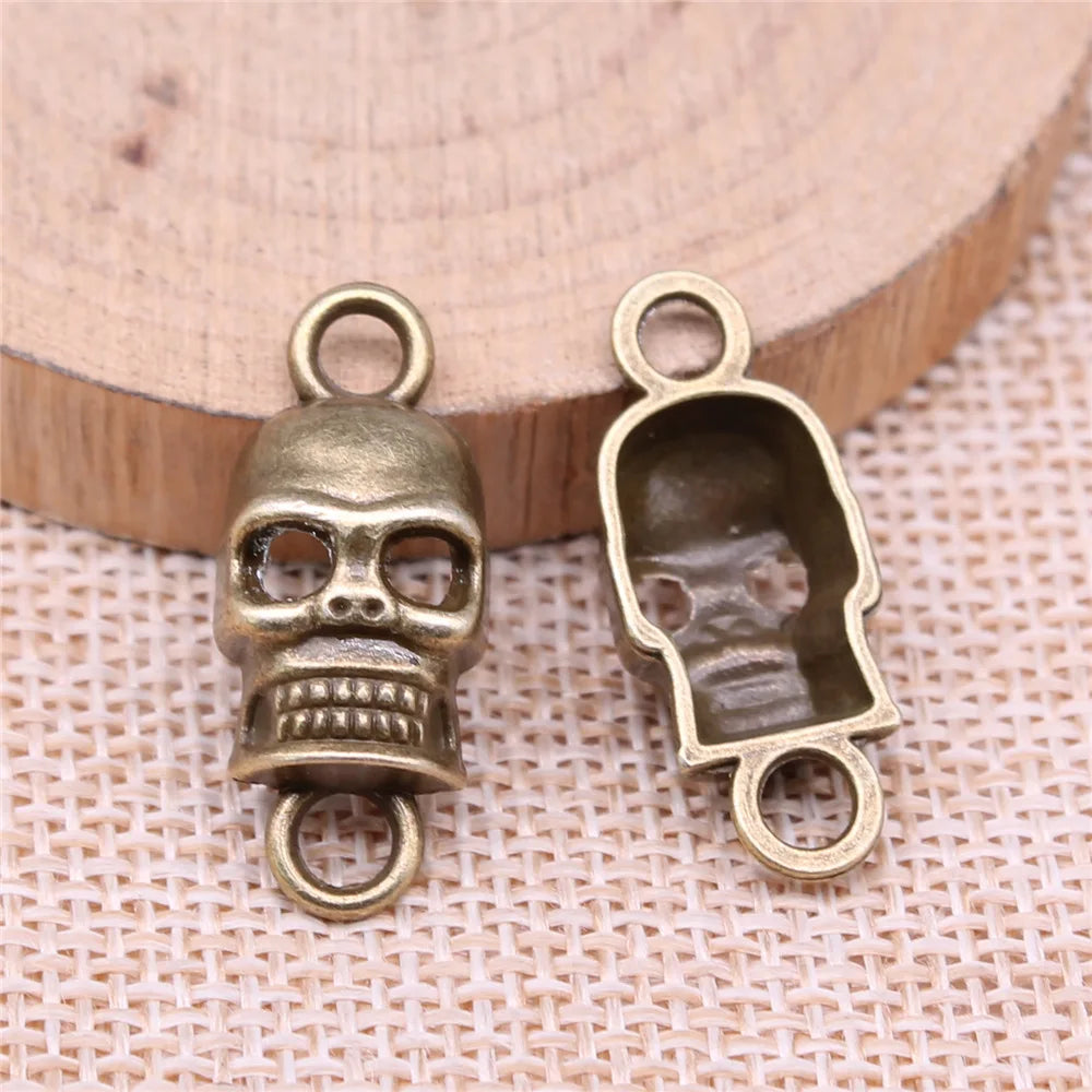 26x11mm 2g Multicolor Zinc Alloy Skull Connector Charm for DIY Jewelry Making