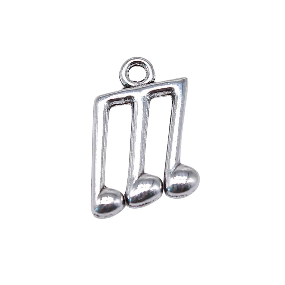 13x19mm 1.4g Antique Silver Zinc Alloy Music Note Charm Pendant for DIY Music Theme Jewelry Making