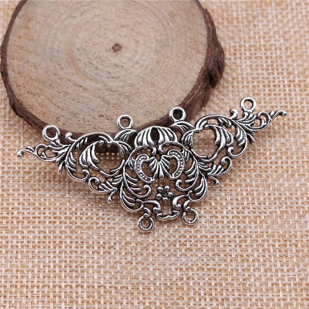 66x30mm 7.5g Antique Silver Zinc Alloy Necklace Connector Charm for DIY Pendant Jewelry Making