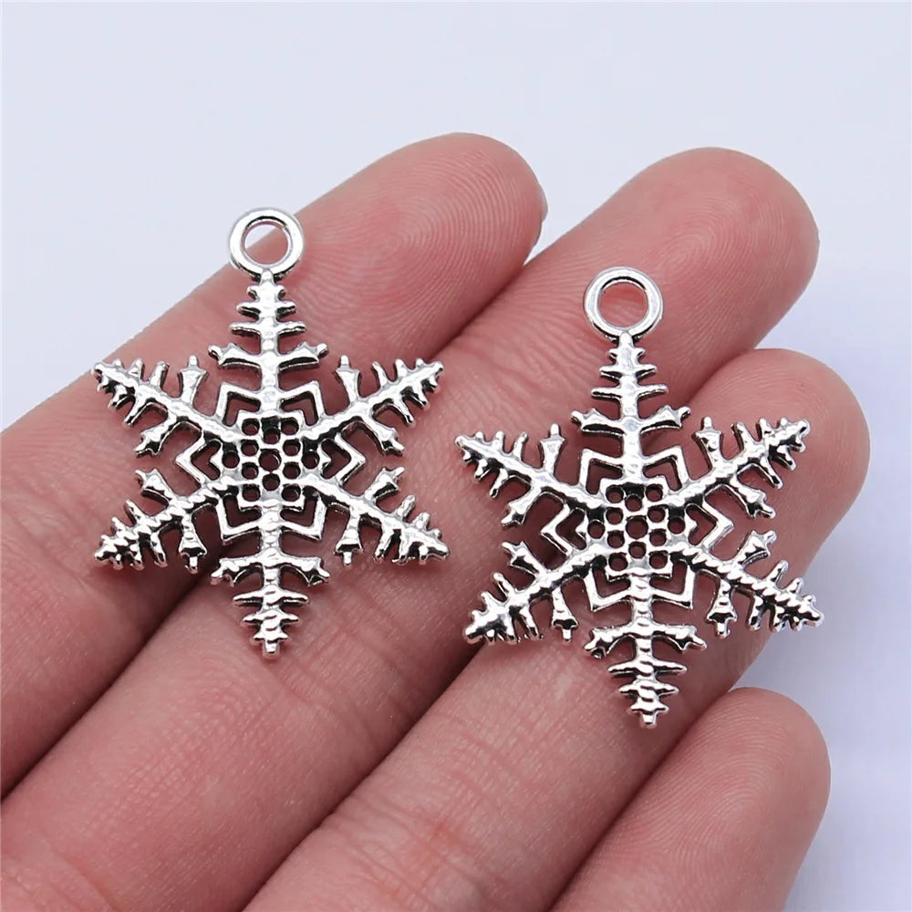 36x26mm 3.1g Multicolor Zinc Alloy Snowflake Charm Pendant for Christmas DIY Jewelry Making