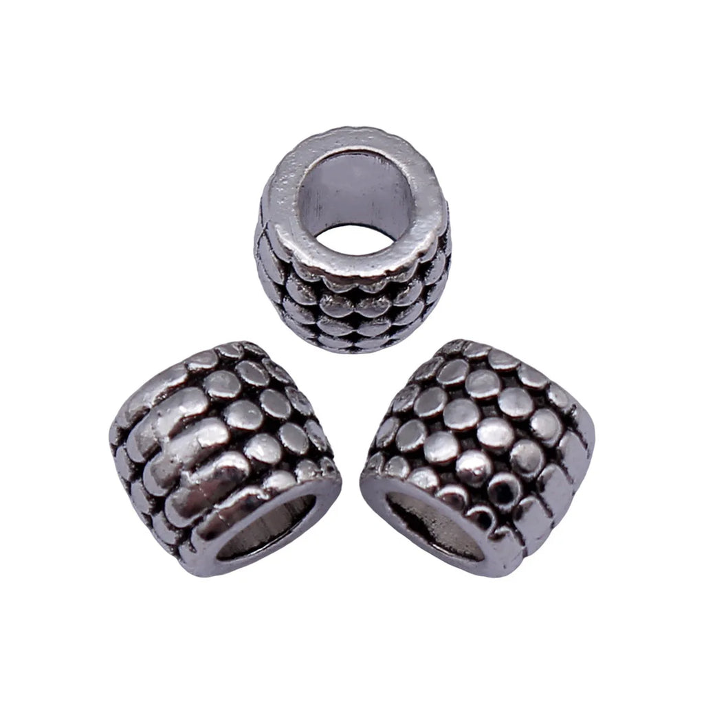 8.5x8.5x7.3mm 1.5g Antique Silver Zinc Alloy Polka Dot Large Hole Spacer Beads for DIY Bracelet Making