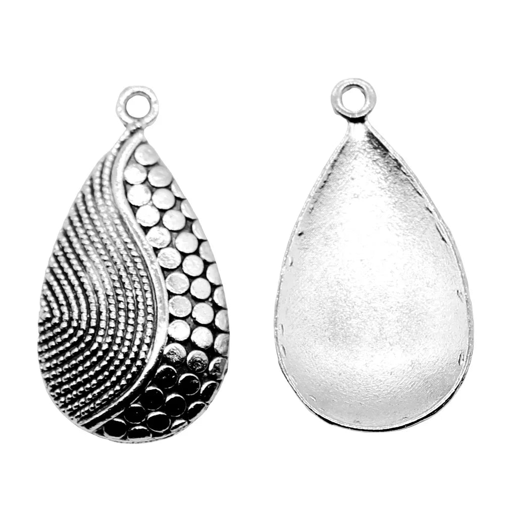 31x16mm 2.7g Antique Silver Zinc Alloy Teardrop Charm Pendant for DIY Necklace Jewelry Making